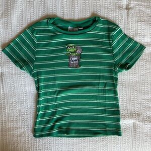 Sesame Street Green Striped Tee with Character Patch